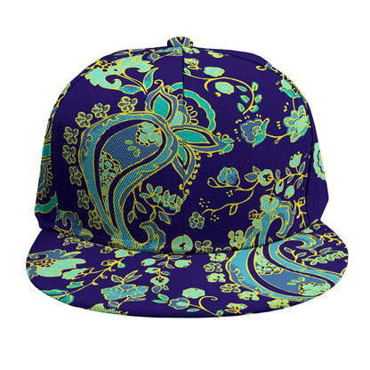 Blue Bohemian Paisley Pattern Print Snapback Cap