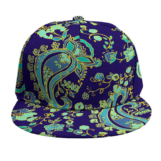 Blue Bohemian Paisley Pattern Print Snapback Cap