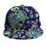 Blue Bohemian Paisley Pattern Print Snapback Cap