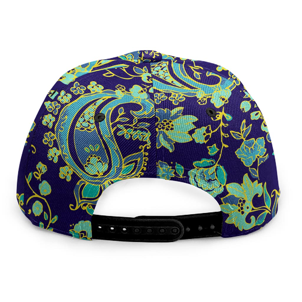 Blue Bohemian Paisley Pattern Print Snapback Cap