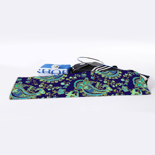Blue Bohemian Paisley Pattern Print Sports Towel