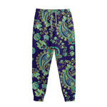 Blue Bohemian Paisley Pattern Print Sweatpants