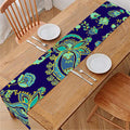 Blue Bohemian Paisley Pattern Print Table Runner