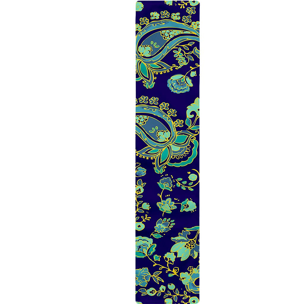 Blue Bohemian Paisley Pattern Print Table Runner