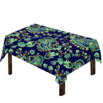 Blue Bohemian Paisley Pattern Print Tablecloth