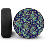 Blue Bohemian Paisley Pattern Print Tire Cover With Camera Hole