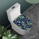 Blue Bohemian Paisley Pattern Print Toilet Lid Cover