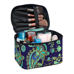 Blue Bohemian Paisley Pattern Print Travel Makeup Bag