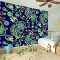 Blue Bohemian Paisley Pattern Print Wall Sticker