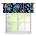 Blue Bohemian Paisley Pattern Print Window Valance