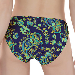 Blue Bohemian Paisley Pattern Print Women's Panties