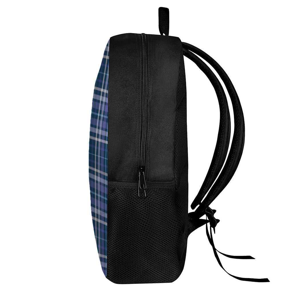 Blue Border Tartan Pattern Print 17 Inch Backpack