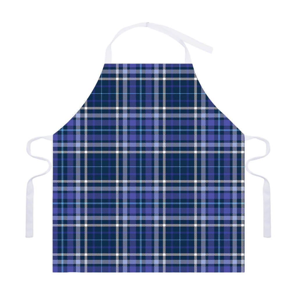 Blue Border Tartan Pattern Print Adjustable Apron