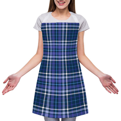 Blue Border Tartan Pattern Print Adjustable Apron