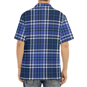 Blue Border Tartan Pattern Print Aloha Shirt