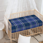 Blue Border Tartan Pattern Print Baby Crib Sheet