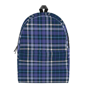 Blue Border Tartan Pattern Print Backpack