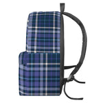 Blue Border Tartan Pattern Print Backpack