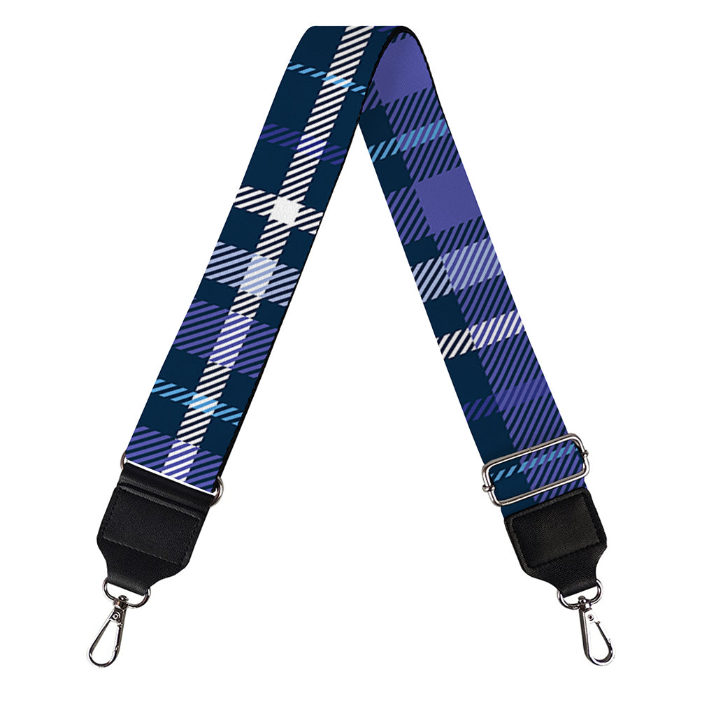 Blue Border Tartan Pattern Print Bag Strap