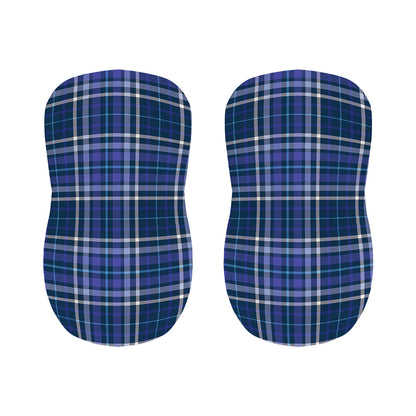 Blue Border Tartan Pattern Print Bar Stool Covers
