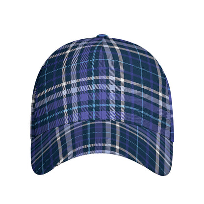 Blue Border Tartan Pattern Print Baseball Cap