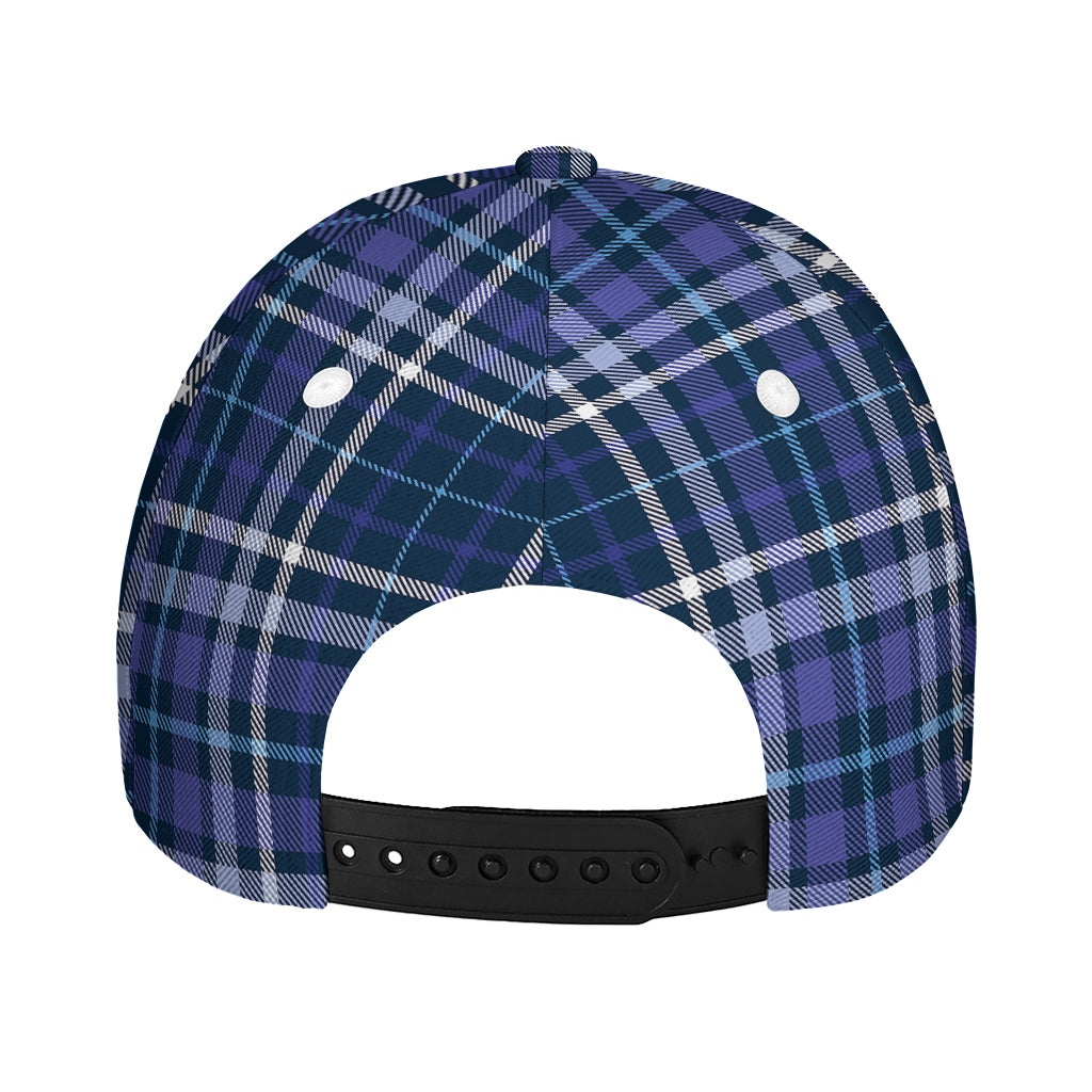 Blue Border Tartan Pattern Print Baseball Cap