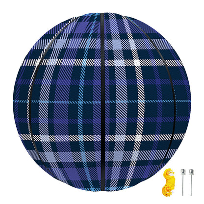 Blue Border Tartan Pattern Print Basketball
