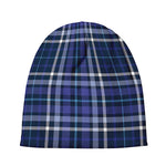 Blue Border Tartan Pattern Print Beanie