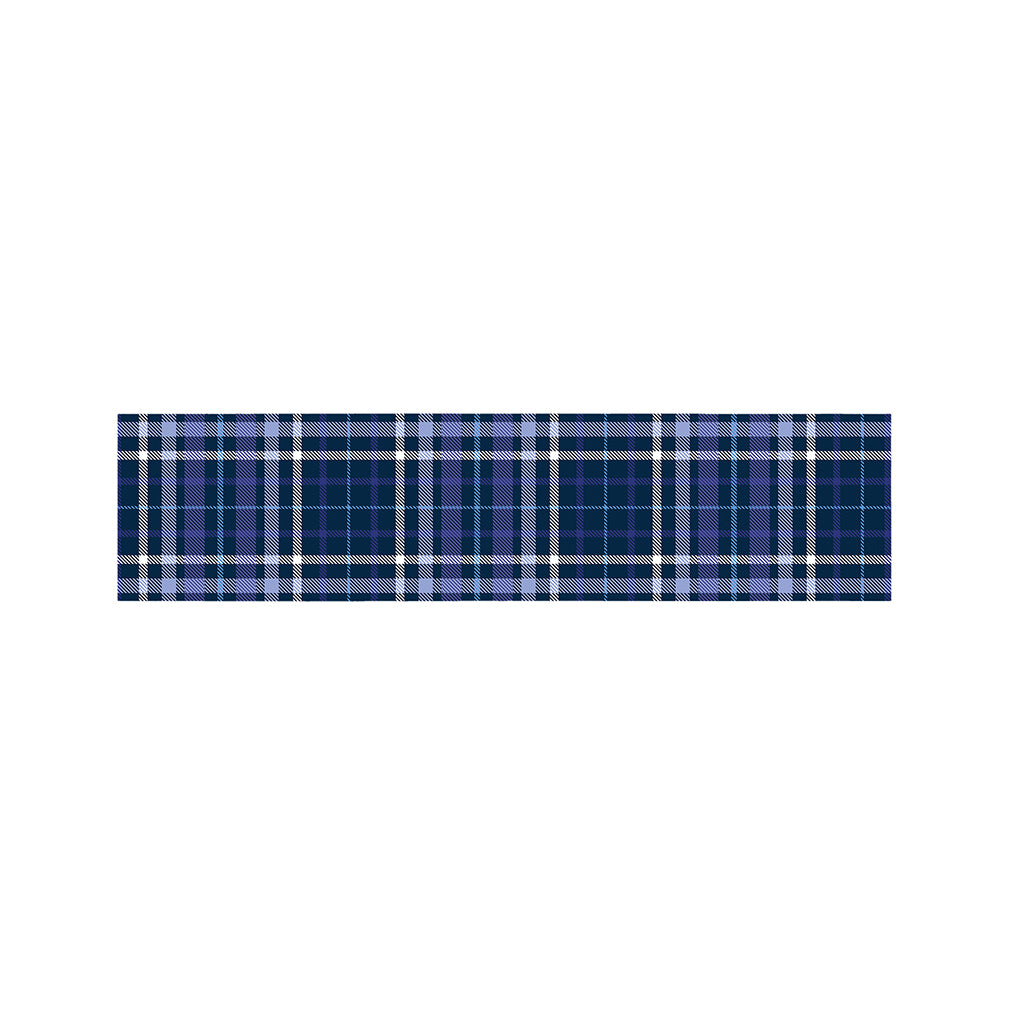 Blue Border Tartan Pattern Print Bed Runner