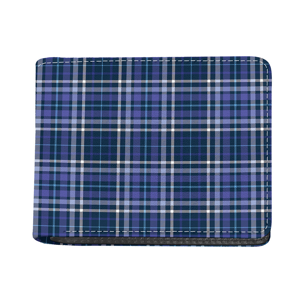 Blue Border Tartan Pattern Print Bifold Wallet