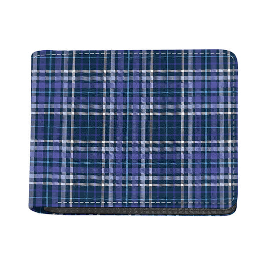 Blue Border Tartan Pattern Print Bifold Wallet