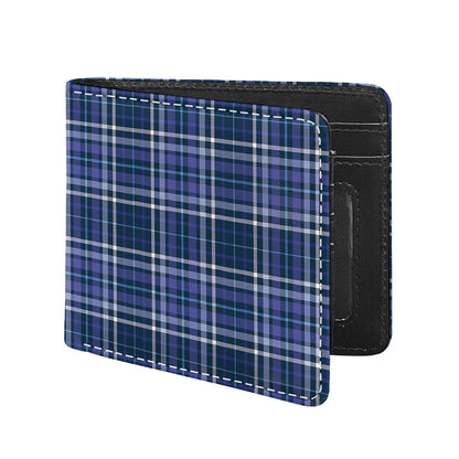 Blue Border Tartan Pattern Print Bifold Wallet