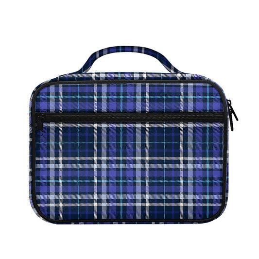 Blue Border Tartan Pattern Print Briefcase Bible Bag