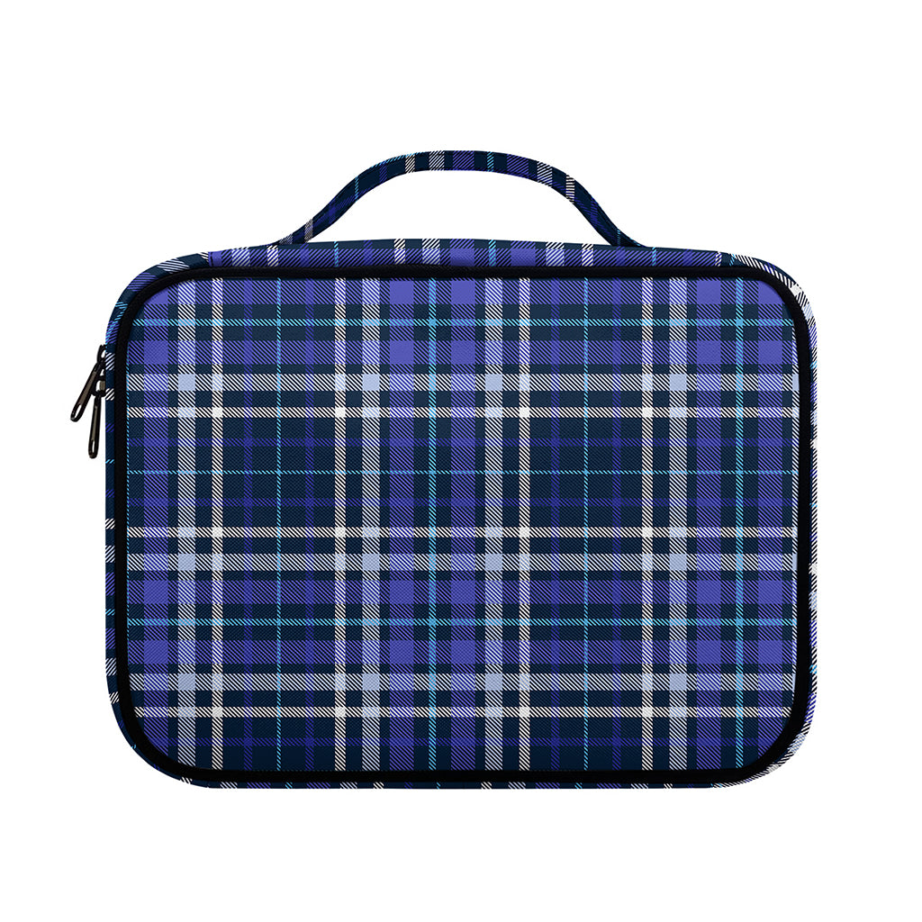 Blue Border Tartan Pattern Print Briefcase Bible Bag