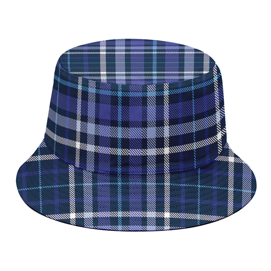 Blue Border Tartan Pattern Print Bucket Hat