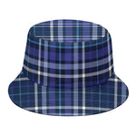 Blue Border Tartan Pattern Print Bucket Hat