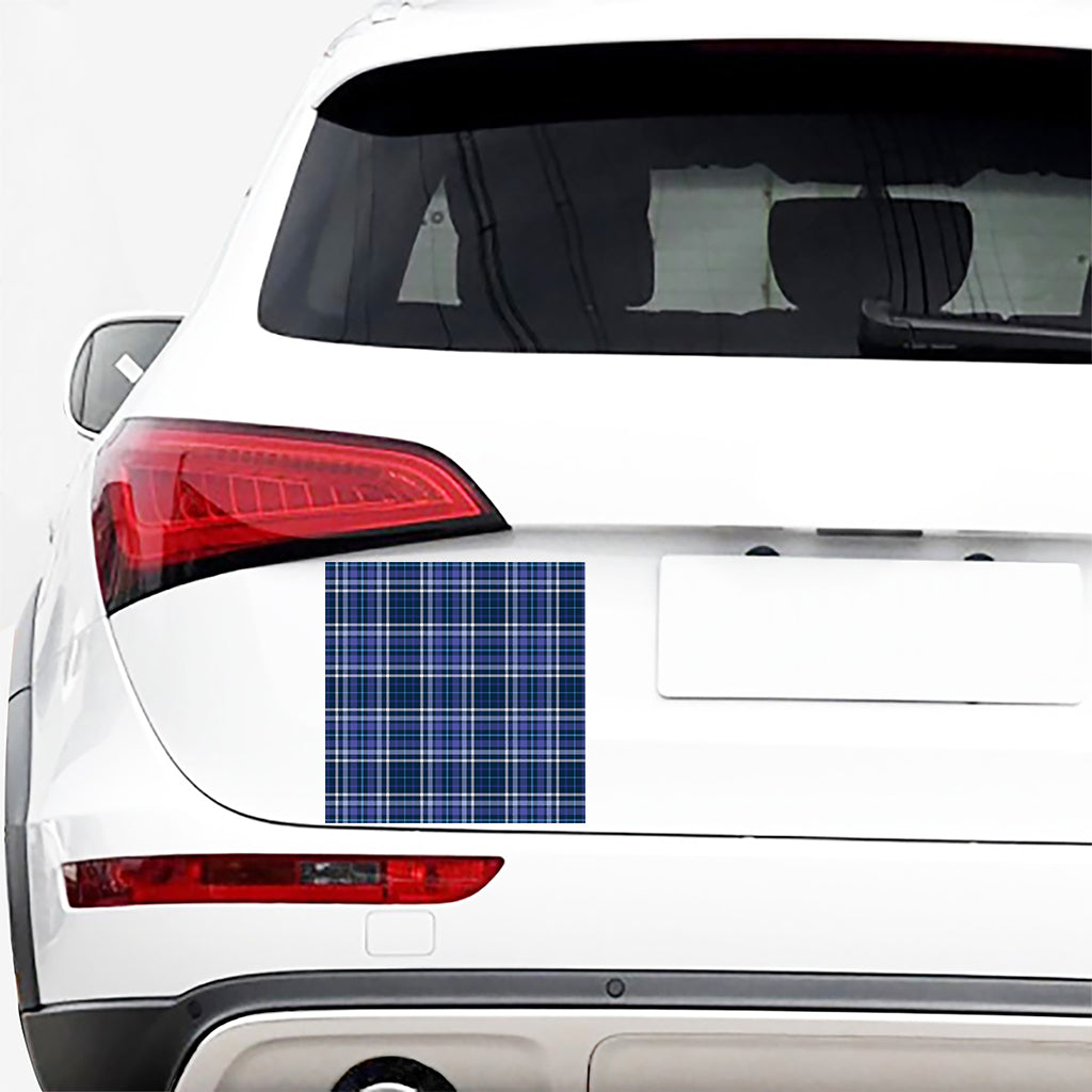 Blue Border Tartan Pattern Print Car Sticker