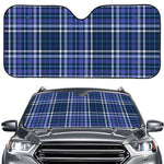 Blue Border Tartan Pattern Print Car Windshield Sun Shade