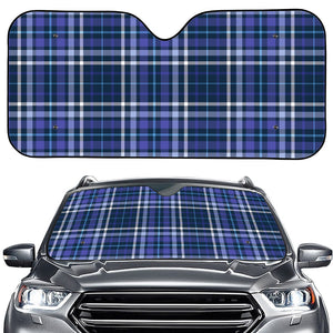 Blue Border Tartan Pattern Print Car Windshield Sun Shade