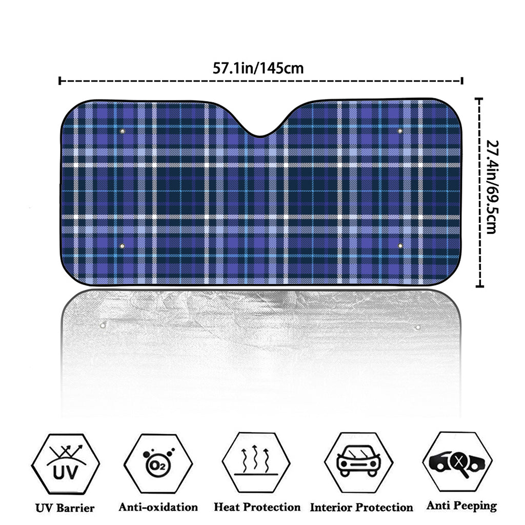 Blue Border Tartan Pattern Print Car Windshield Sun Shade