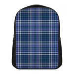 Blue Border Tartan Pattern Print Casual Backpack