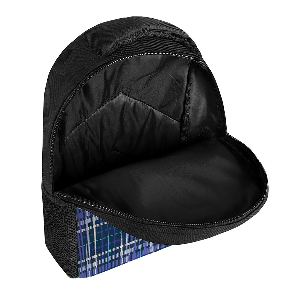 Blue Border Tartan Pattern Print Casual Backpack