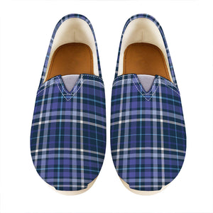 Blue Border Tartan Pattern Print Casual Shoes