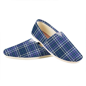 Blue Border Tartan Pattern Print Casual Shoes