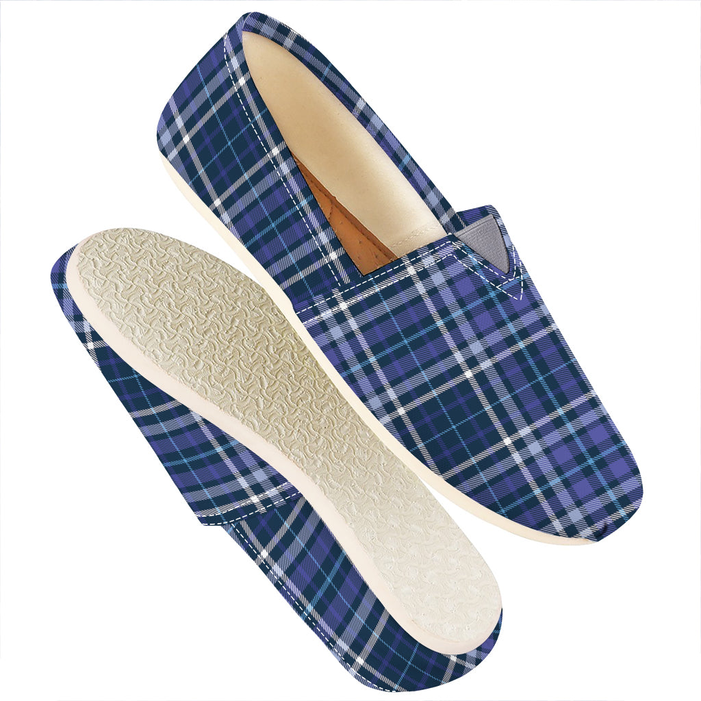 Blue Border Tartan Pattern Print Casual Shoes