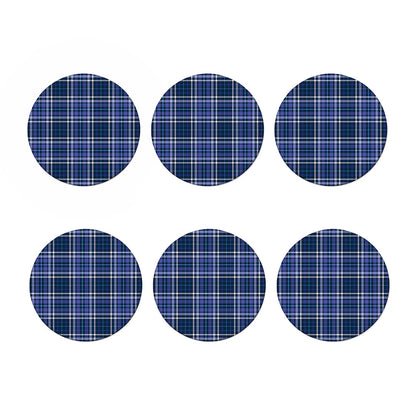 Blue Border Tartan Pattern Print Coaster Set