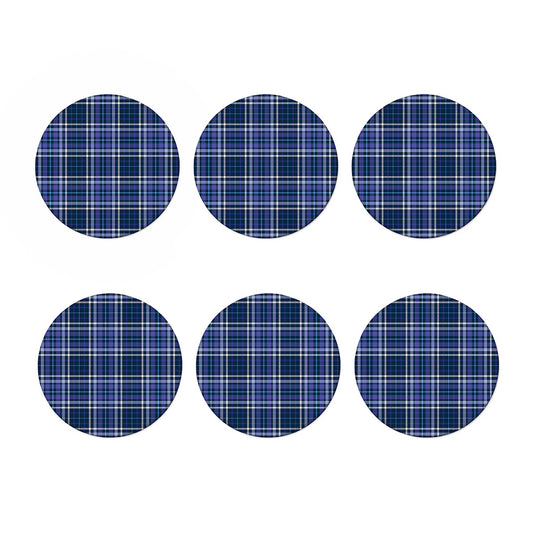 Blue Border Tartan Pattern Print Coaster Set