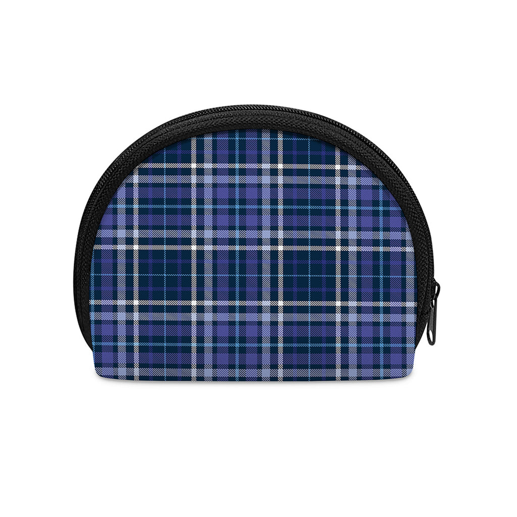 Blue Border Tartan Pattern Print Coin Purse