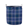 Blue Border Tartan Pattern Print Collapsible Laundry Basket