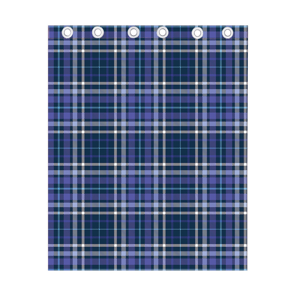 Blue Border Tartan Pattern Print Curtain